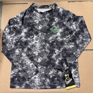 Boys Art Class Medium Size 8 Black Tie Dye Longsleeve Rash Guard NEW